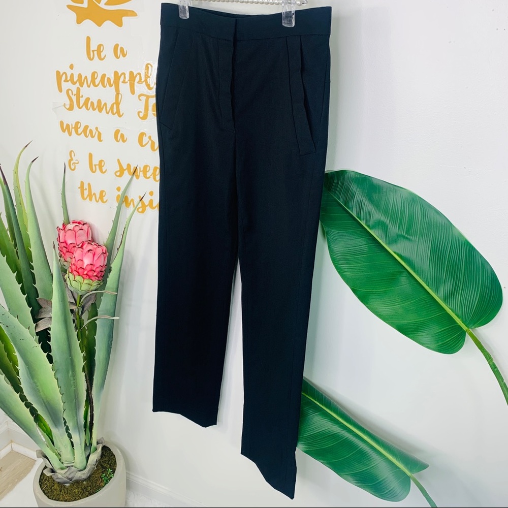 DIANE von FURSTENBERG Black Straight Trouser Pants Size 0 - Picture 2 of 13